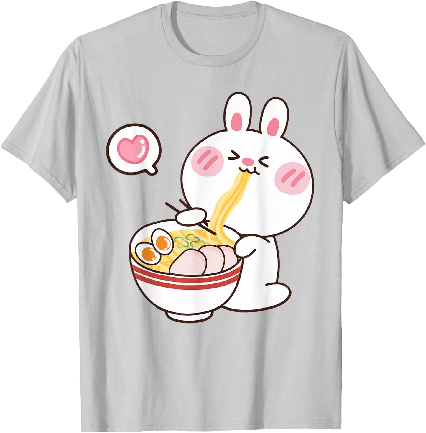 Cute Rabbit Ramen Noodle Toddler Girl Teen Kids Kawaii Anime T-Shirt - T-Shirt | Ash