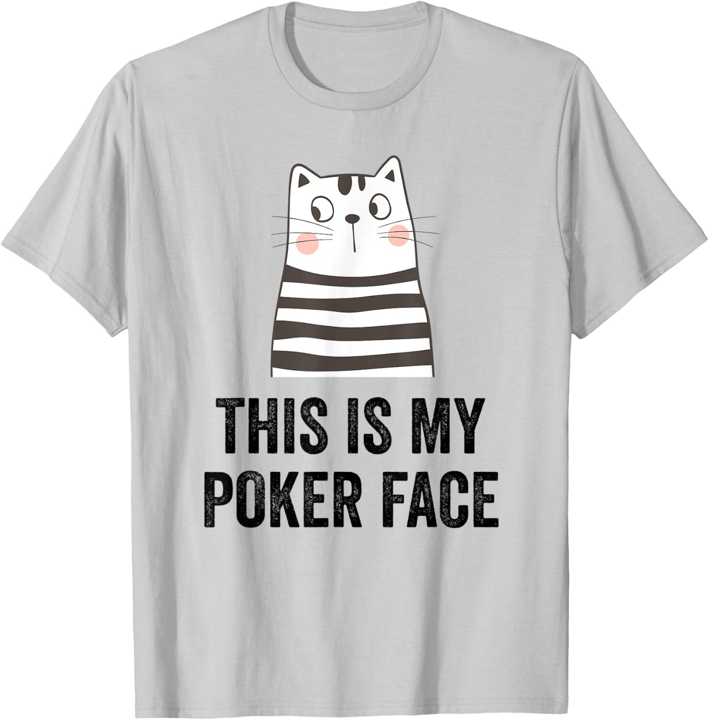 Cat poker player funny cat face cat lover playing cards cats T-Shirt - T-Shirt | Ash