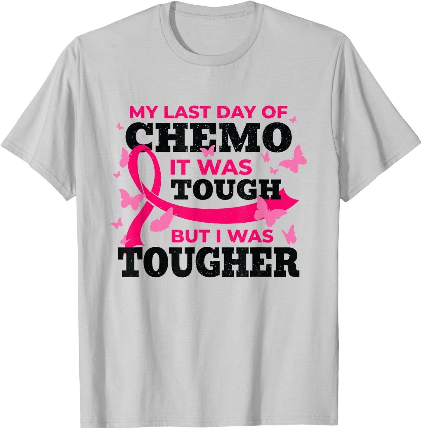 Breast Cancer Awareness My Last Day of Chemo Cancer Survivor T-Shirt - T-Shirt | Ash