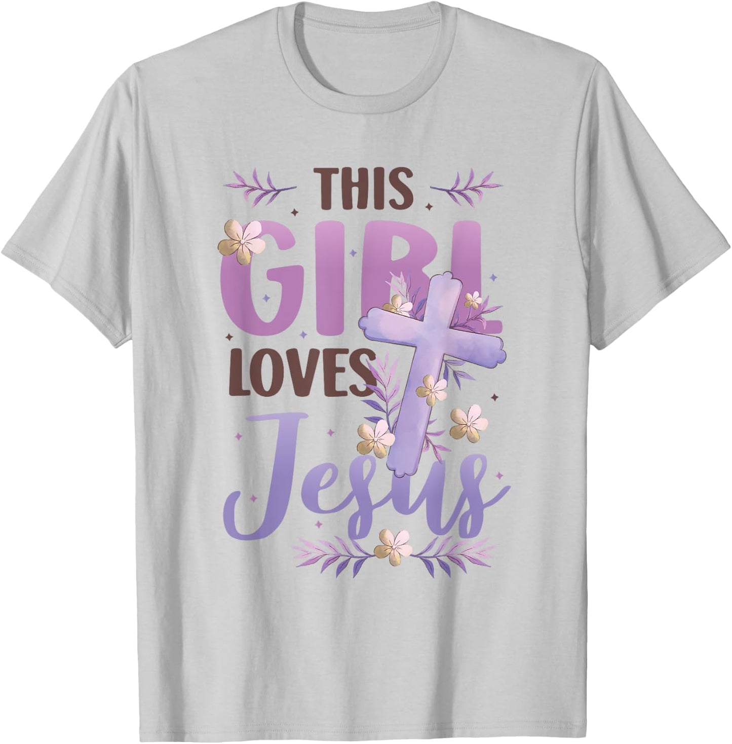 This Girl Loves Jesus Cute Christian Girl Jesus T-Shirt - T-Shirt | Ash