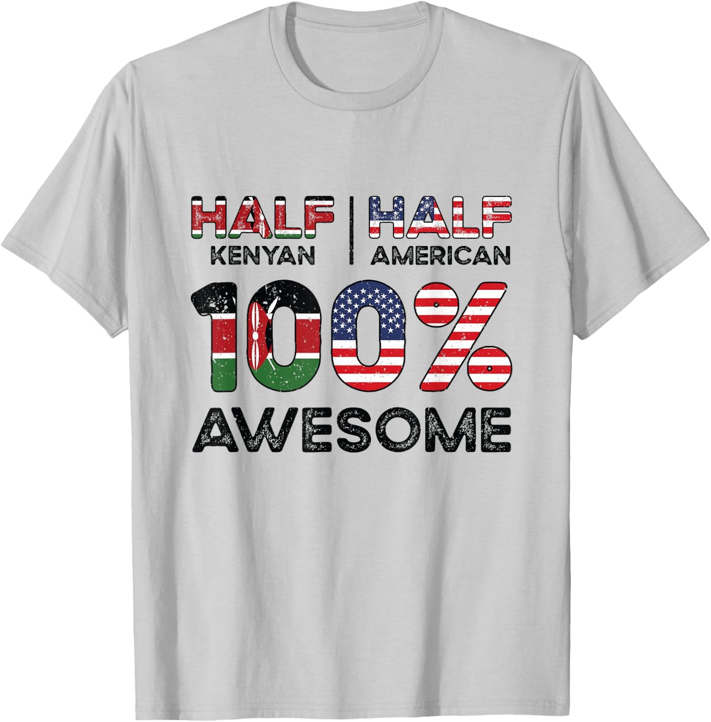 Kenyan American Patriot USA Grown Kenya US Flag T-Shirt - T-Shirt | Ash