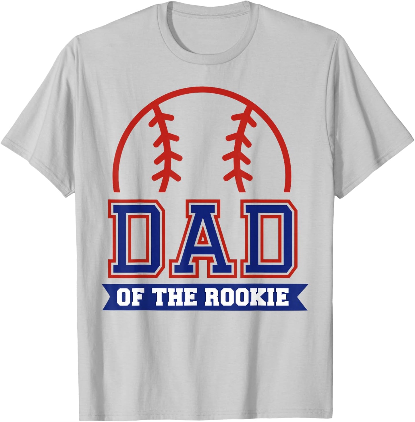 Dad of Rookie 1st Birthday Baseball Theme Matching Party T-Shirt - T-Shirt | Ash