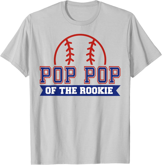 Pop Pop of Rookie 1st Birthday Baseball Theme Matching Party T-Shirt - T-Shirt | Ash