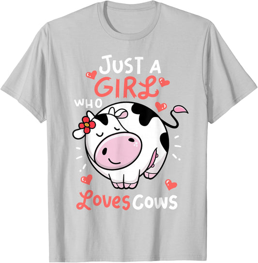 Cow-Shirt Just A Girl Who Loves Cows Print Kids Toddler Farm T-Shirt - T-Shirt | Ash