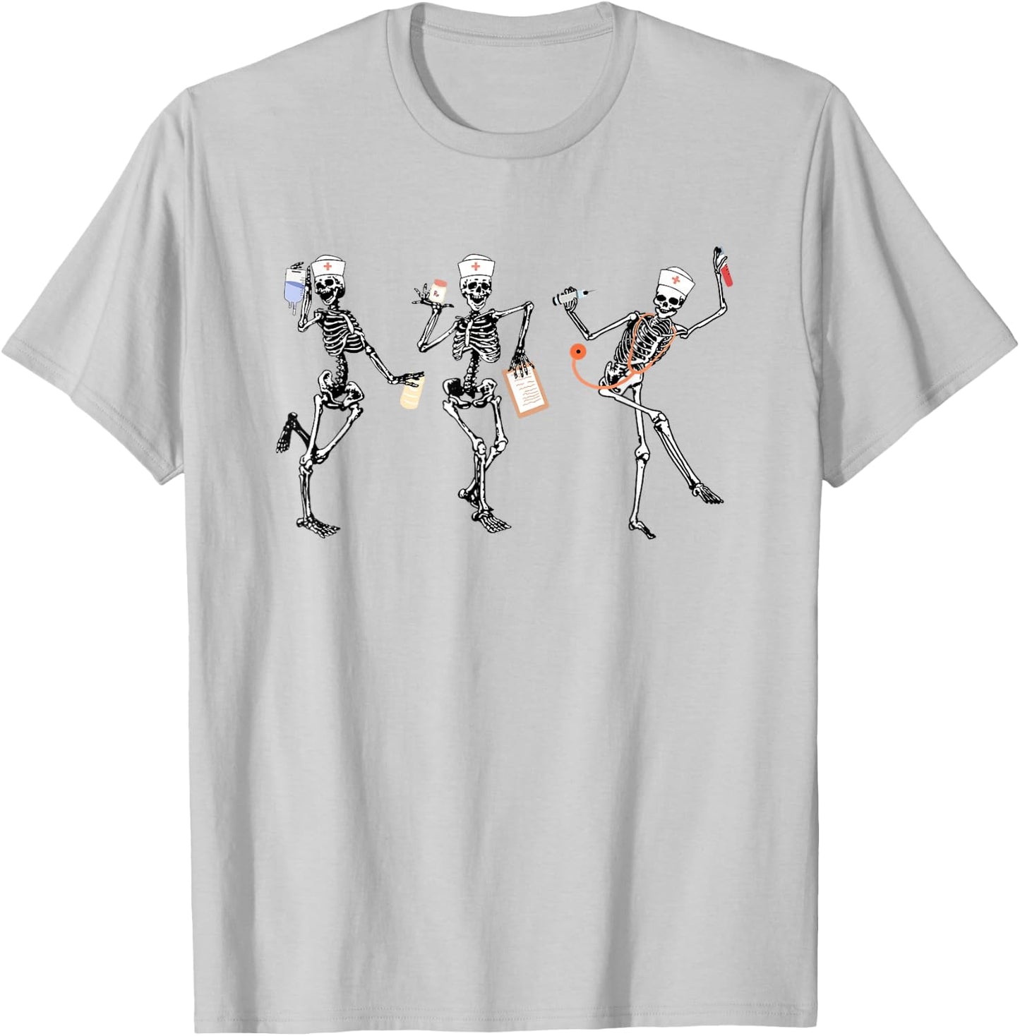 RN Nurse Halloween Dancing Skeleton Autumn Fall Women T-Shirt - T-Shirt | Ash