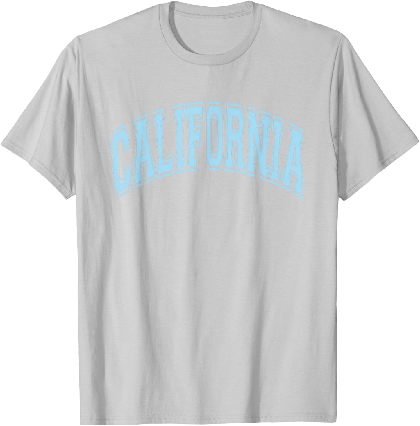 California Arched Style Text White with Light Blue Print T-Shirt - T-Shirt | Ash