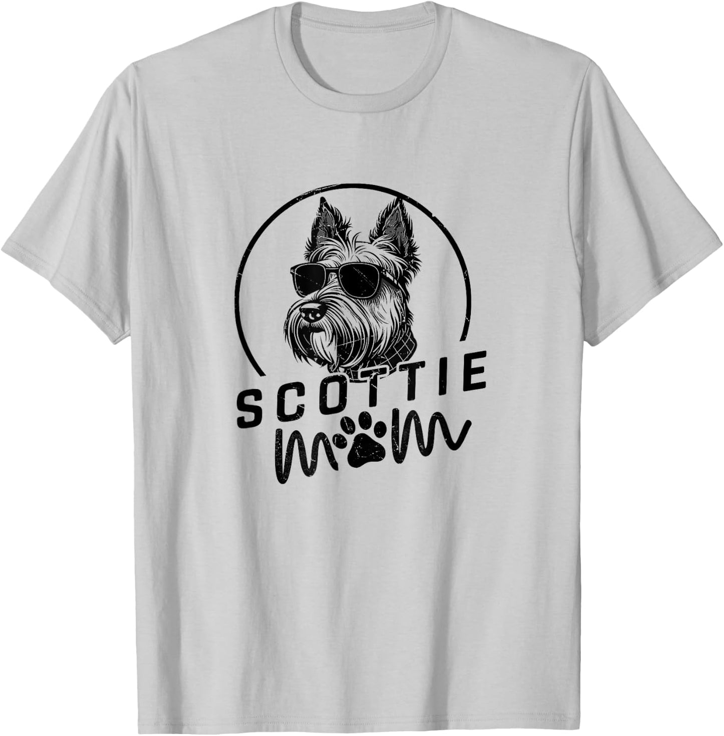 Scottie Dog Mom Face Gifts Funny Dog Dad Christmas T-Shirt - T-Shirt | Ash