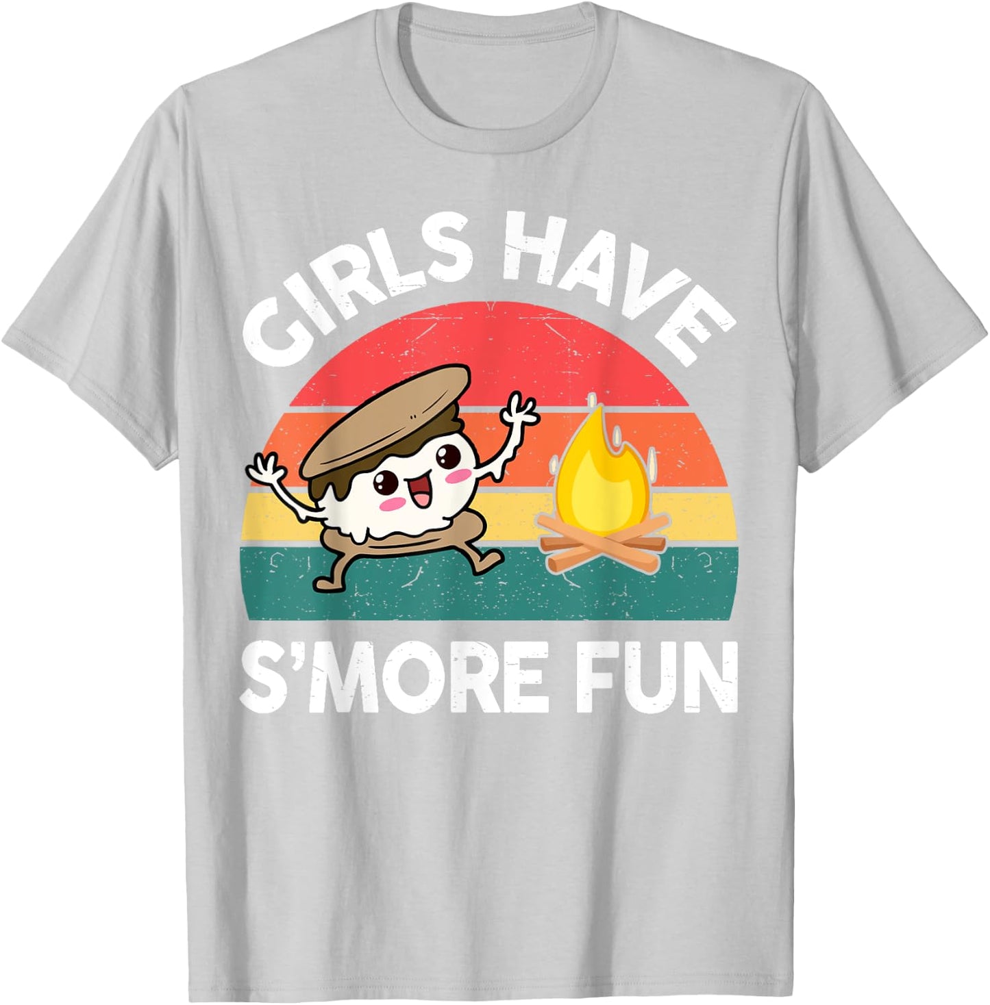 Girl Have Smore Fun One Happy Camper Kids Toddler Camping T-Shirt - T-Shirt | Ash