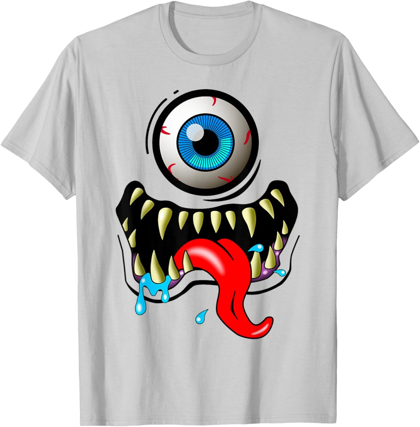 Monster Face Funny T-Shirt - T-Shirt | Ash