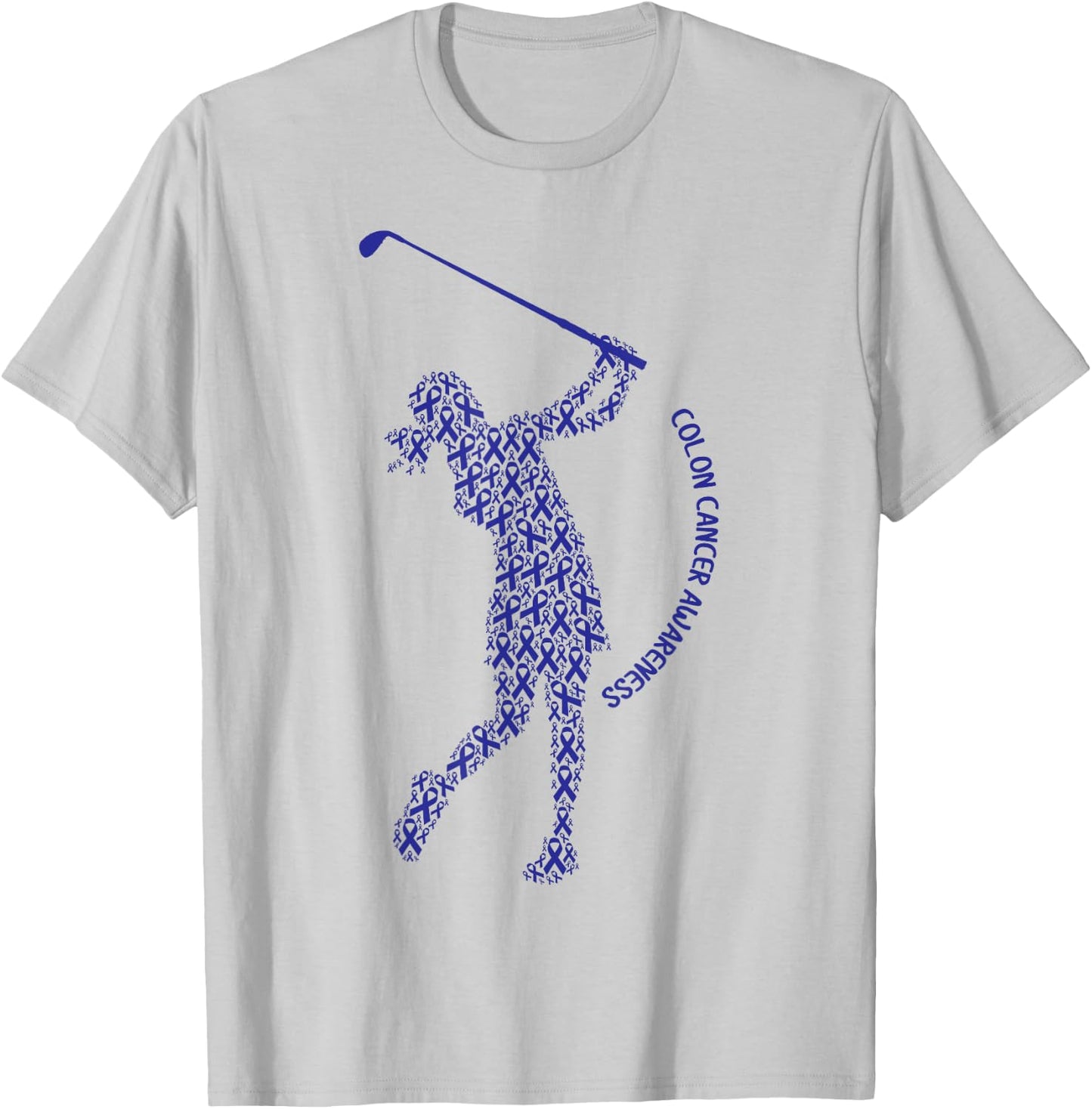 Colon Cancer Awareness Blue Ribbon Survivor - Golf Swing T-Shirt - T-Shirt | Ash