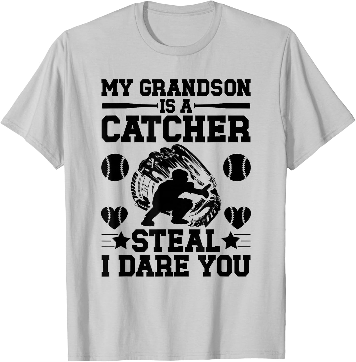 Grandson Is A Baseball Catcher Grandma Of A Baseball Catcher T-Shirt - T-Shirt | Ash