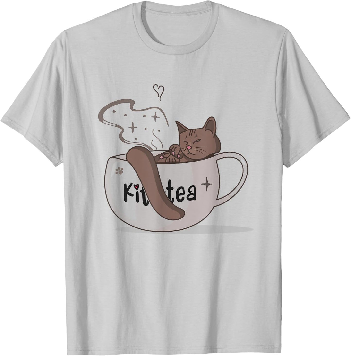 Kit-Tea, Kit Tea Kittens With a Cup of Tea, Funny Cat Gifts Women Kids T-Shirt - T-Shirt | Ash