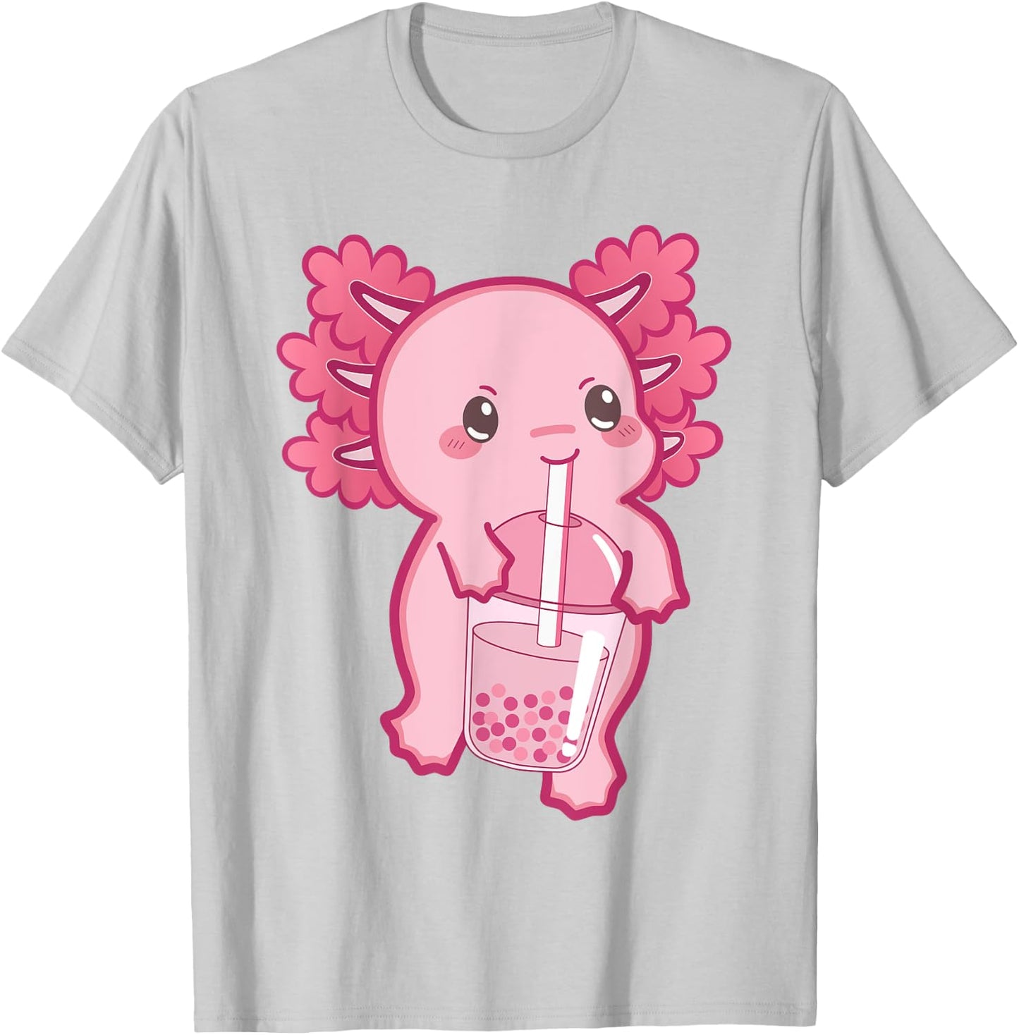 Kawaii Axolotl Boba Bubble Tea Teen Girl Kids Japanese Anime T-Shirt - T-Shirt | Ash
