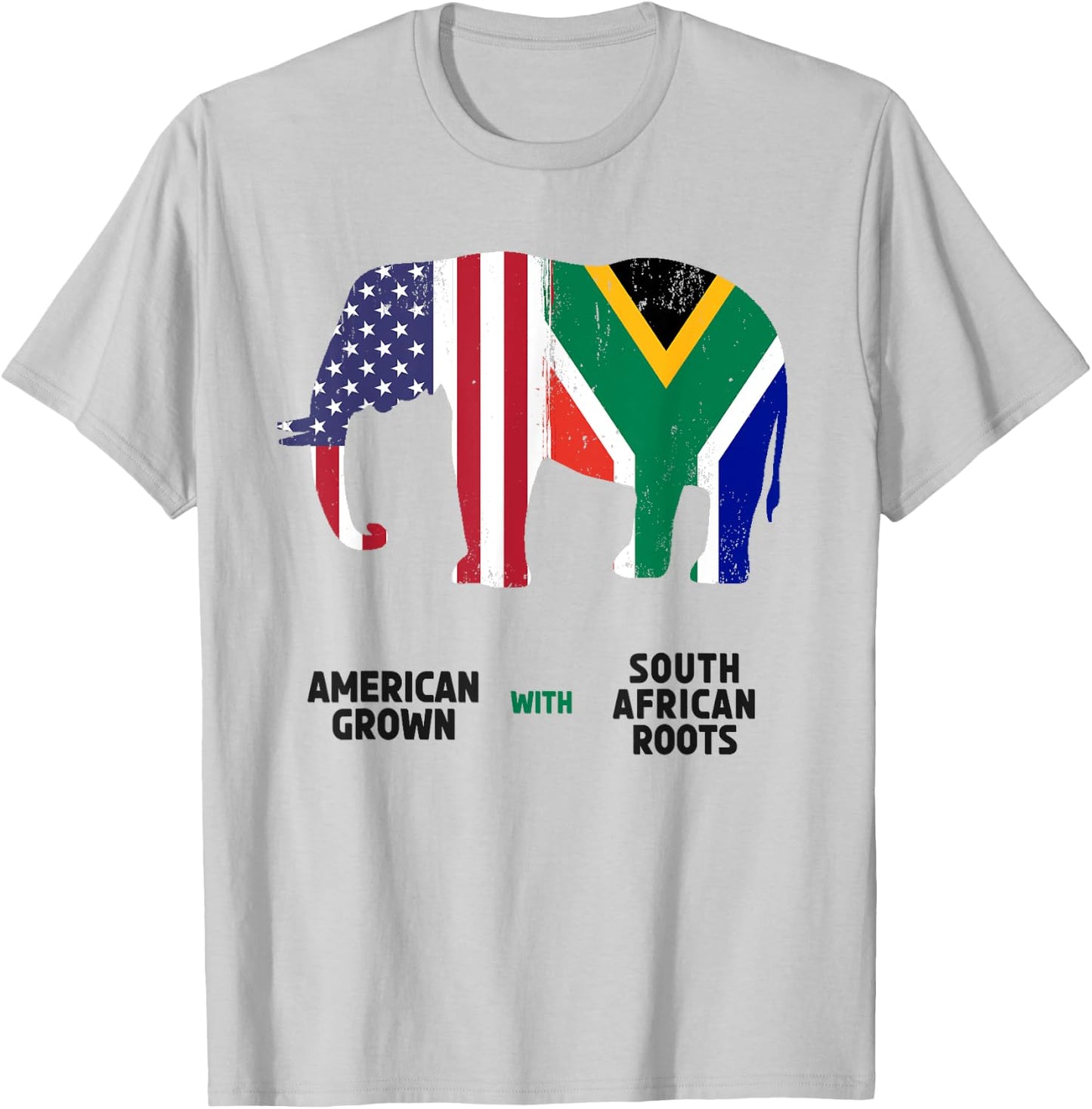 South Africa American Flag Elephant Ideas For Kids African T-Shirt - T-Shirt | Ash
