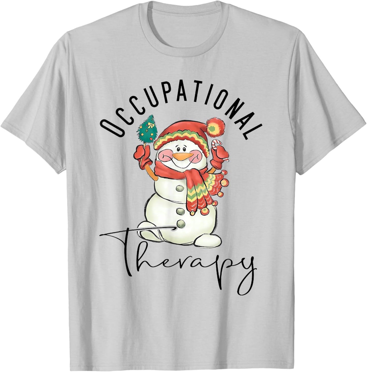 Occupational Therapy Snowman Christmas OT Therapist Nurse T-Shirt - T-Shirt | Ash