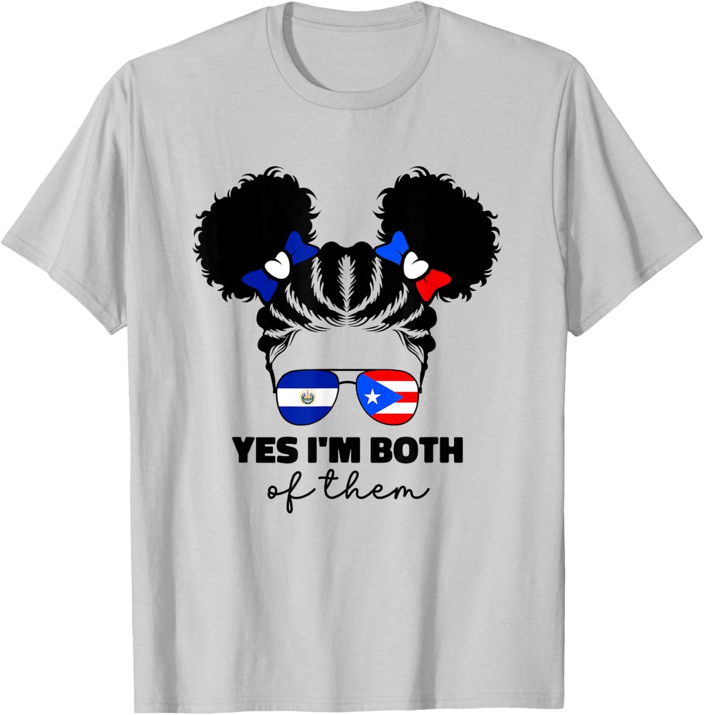 Half Salvadorian And Puerto Rican Rico El Salvador Flag Gril T-Shirt - T-Shirt | Ash