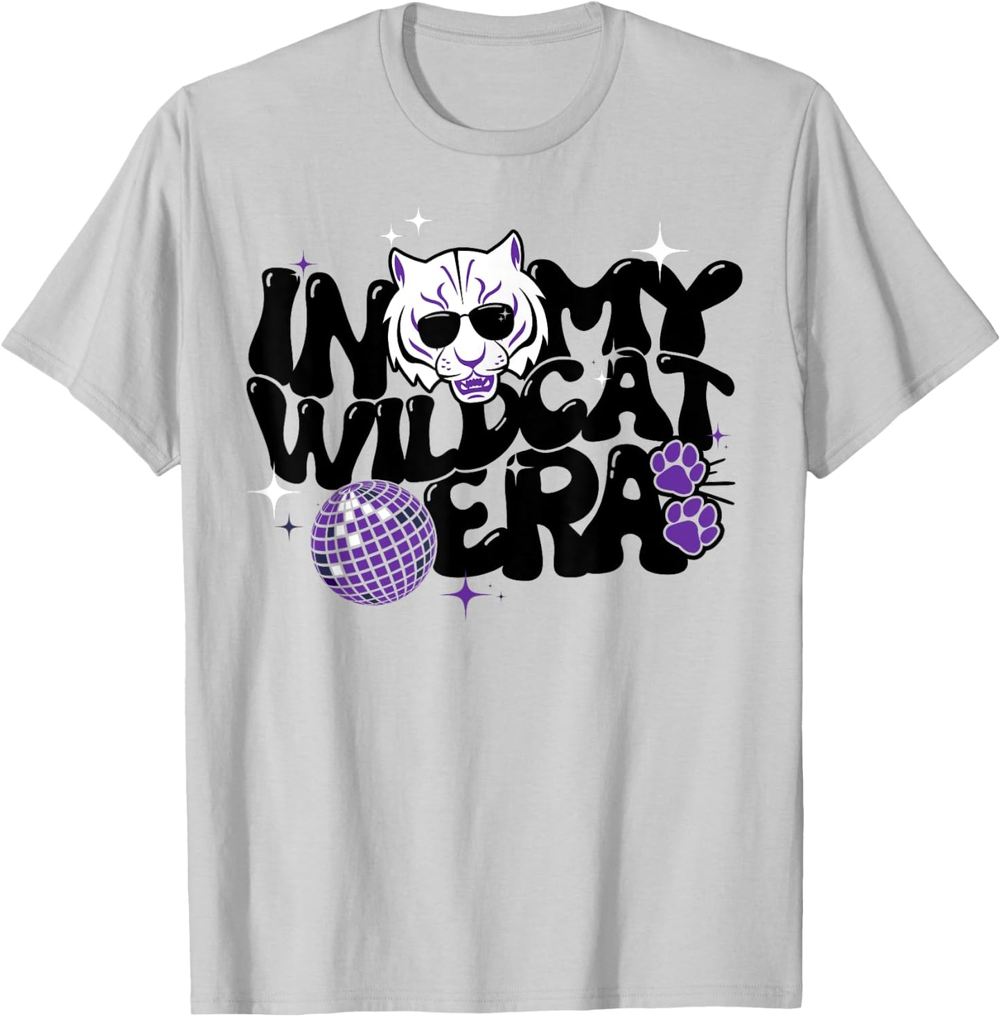 In My Wildcat Era Groovy School Spirit Wildcat T-Shirt - T-Shirt | Ash