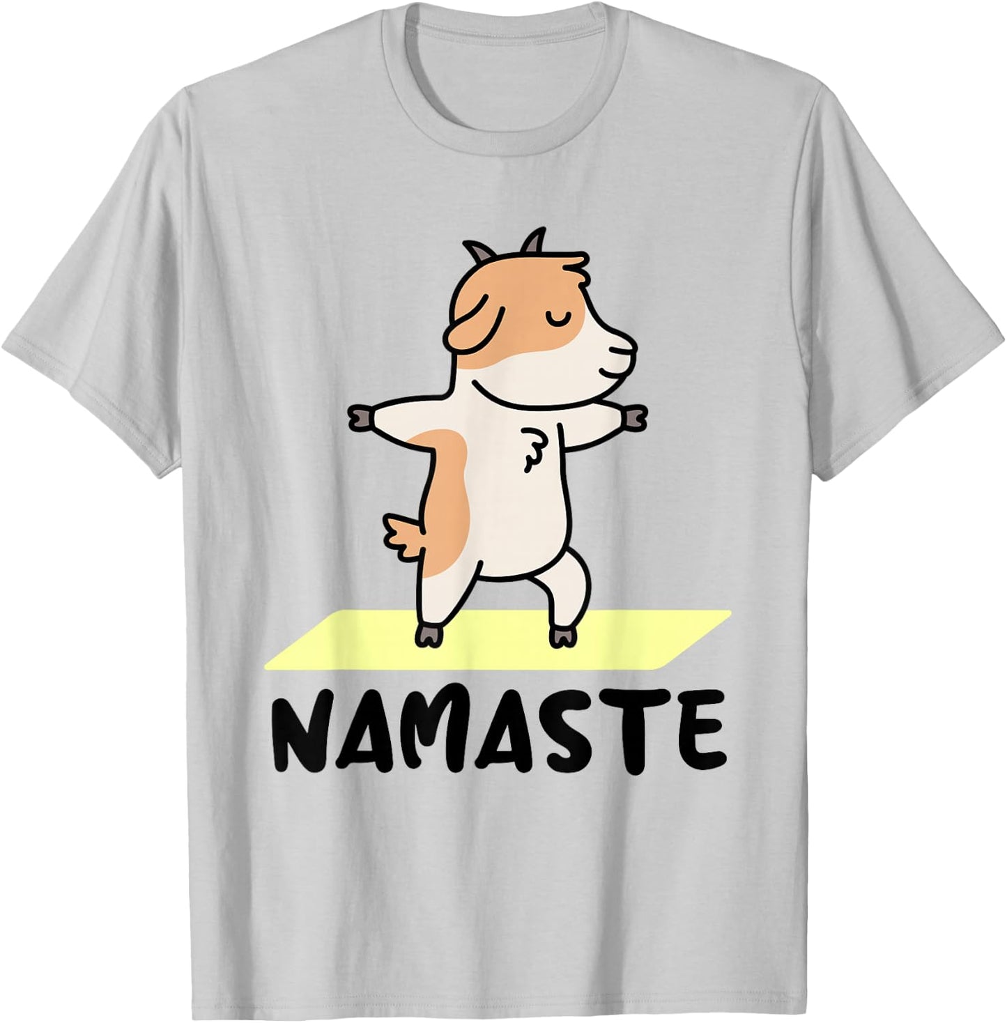 Funny yoga animal designs - Namaste - Cute Goat Doing Yoga - White - Small - -Adults - Short Sleeve - Yoga - Women Yogis T-Shirt - T-Shirt | Ash