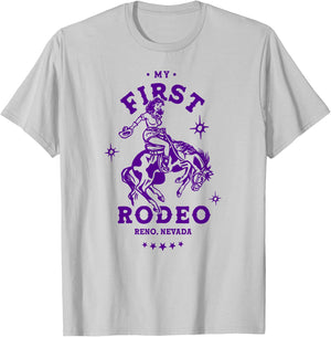 Reno, Nevada First Rodeo Funny Retro Western Cowgirl Travel T-Shirt - T-Shirt | Ash