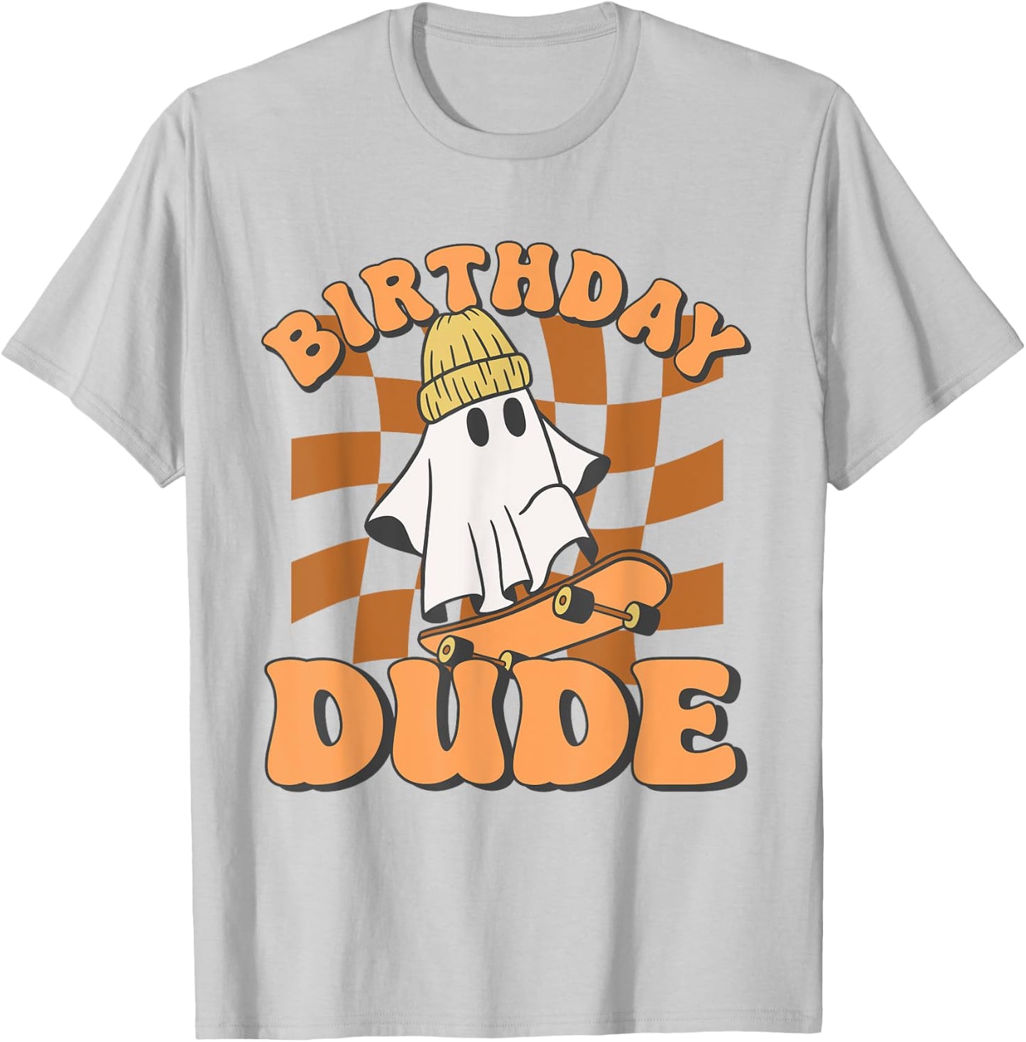 Halloween Ghost October Birthday For Boys Birthday Dude T-Shirt - T-Shirt | Ash