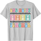 One Hoppy Teacher Bunny Easter Day Groovy Retro Boy Girl T-Shirt - T-Shirt | Ash