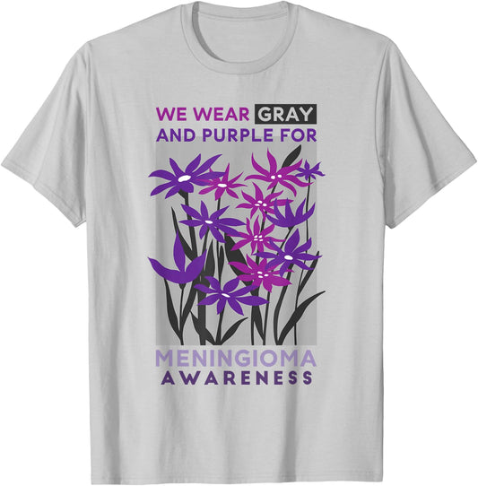 Wear Gray And Purple Rainbow, Meningioma Warrior Awareness T-Shirt - T-Shirt | Ash