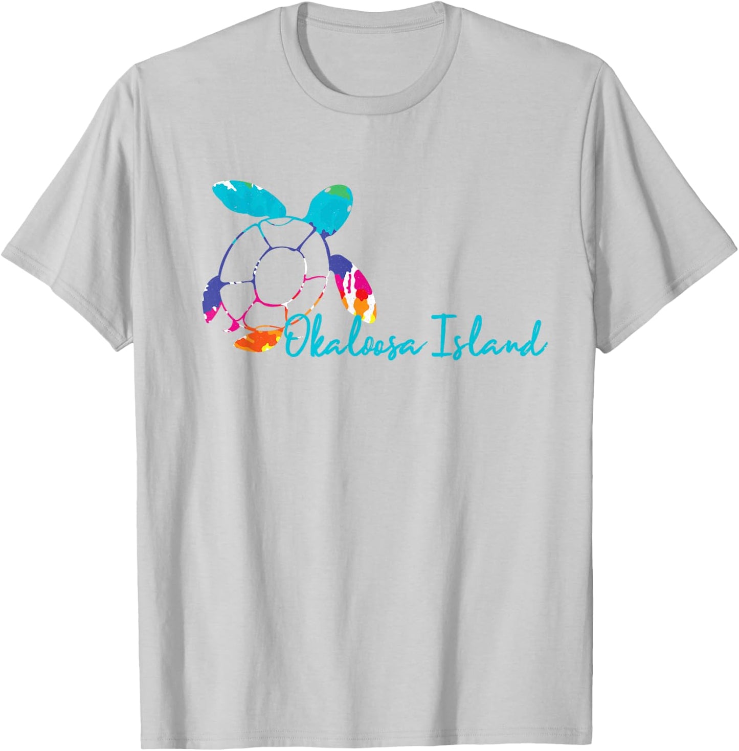 Okaloosa Island Tie Dye Turtle Ocean Loggerhead BOHO Coastal T-Shirt - T-Shirt | Ash