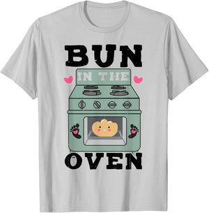 Bun In The Oven - Baby Announcement T-Shirt - T-Shirt | Ash