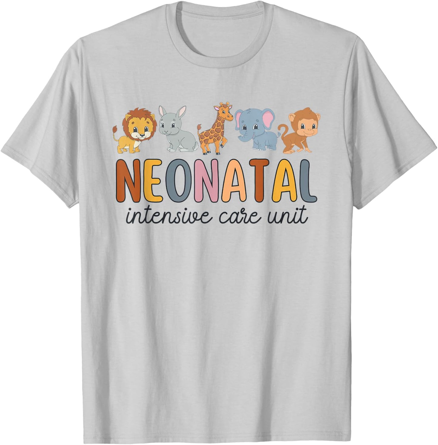 Women Groovy Neonatal Intensive Care Unit Animals NICU Nurse T-Shirt - T-Shirt | Ash