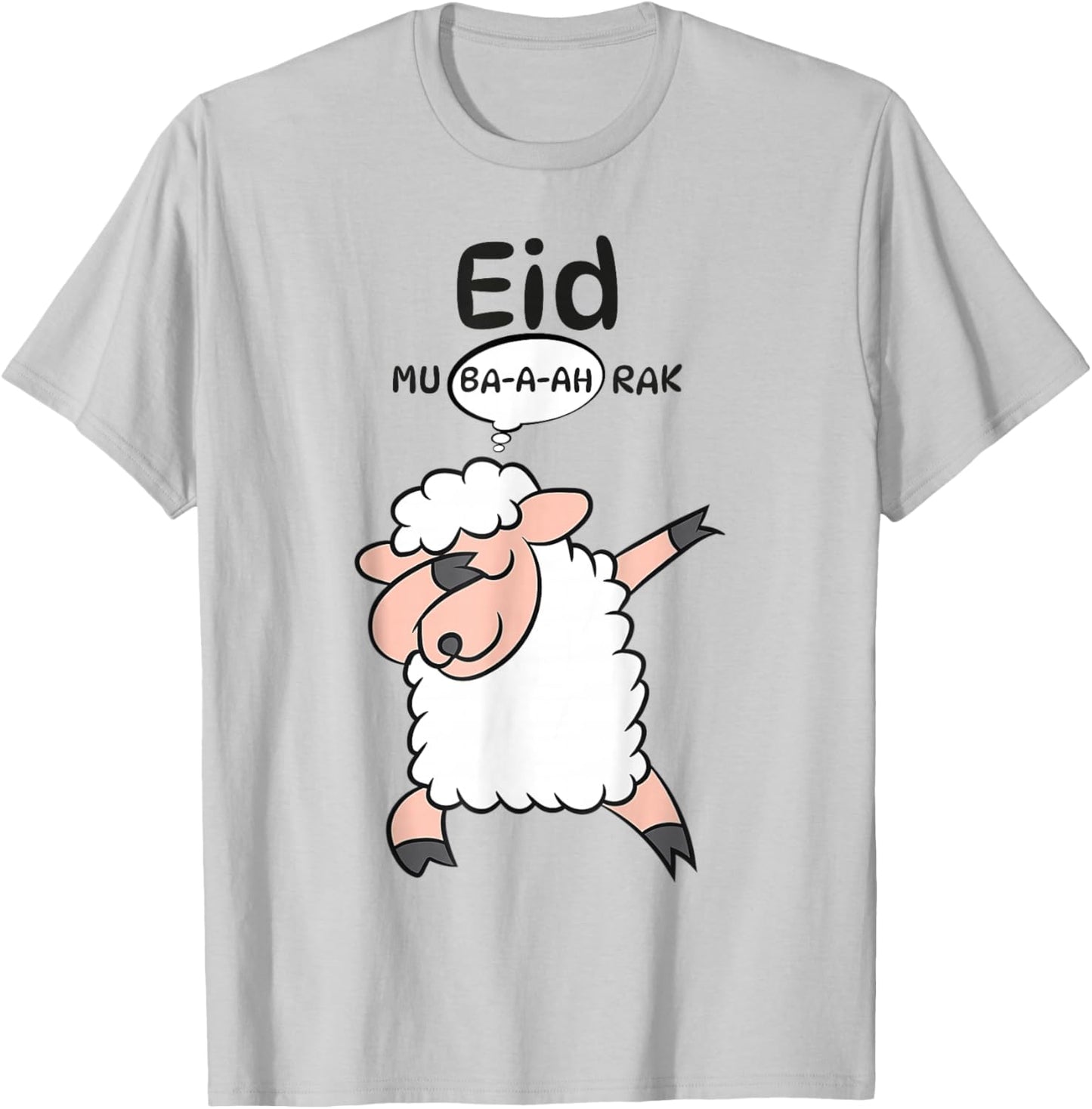 Cute Dabbing Sheep Eid Mu-ba-a-ah-RAK Eid al Adha Mubarak T-Shirt - T-Shirt | Ash