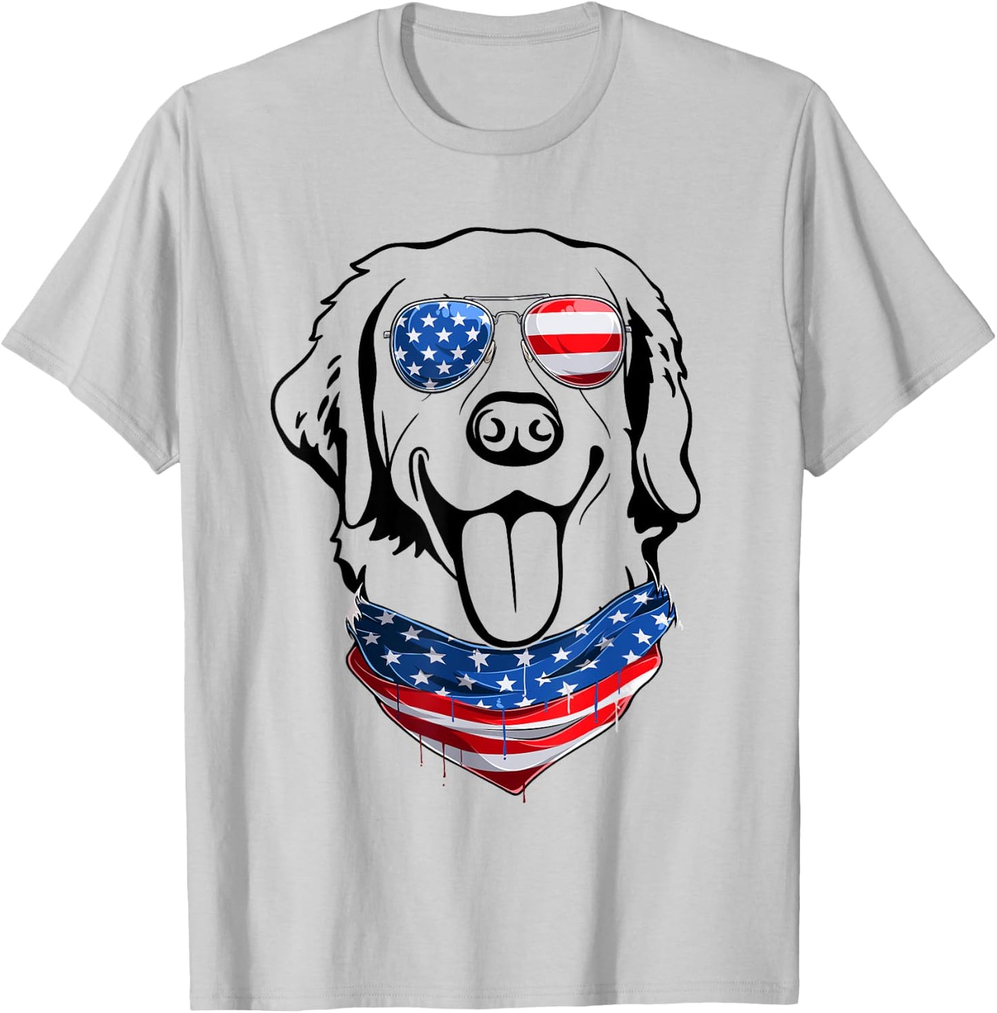 Labrador 4th of July Patriotic American Flag Labrador Dog T-Shirt - T-Shirt | Ash
