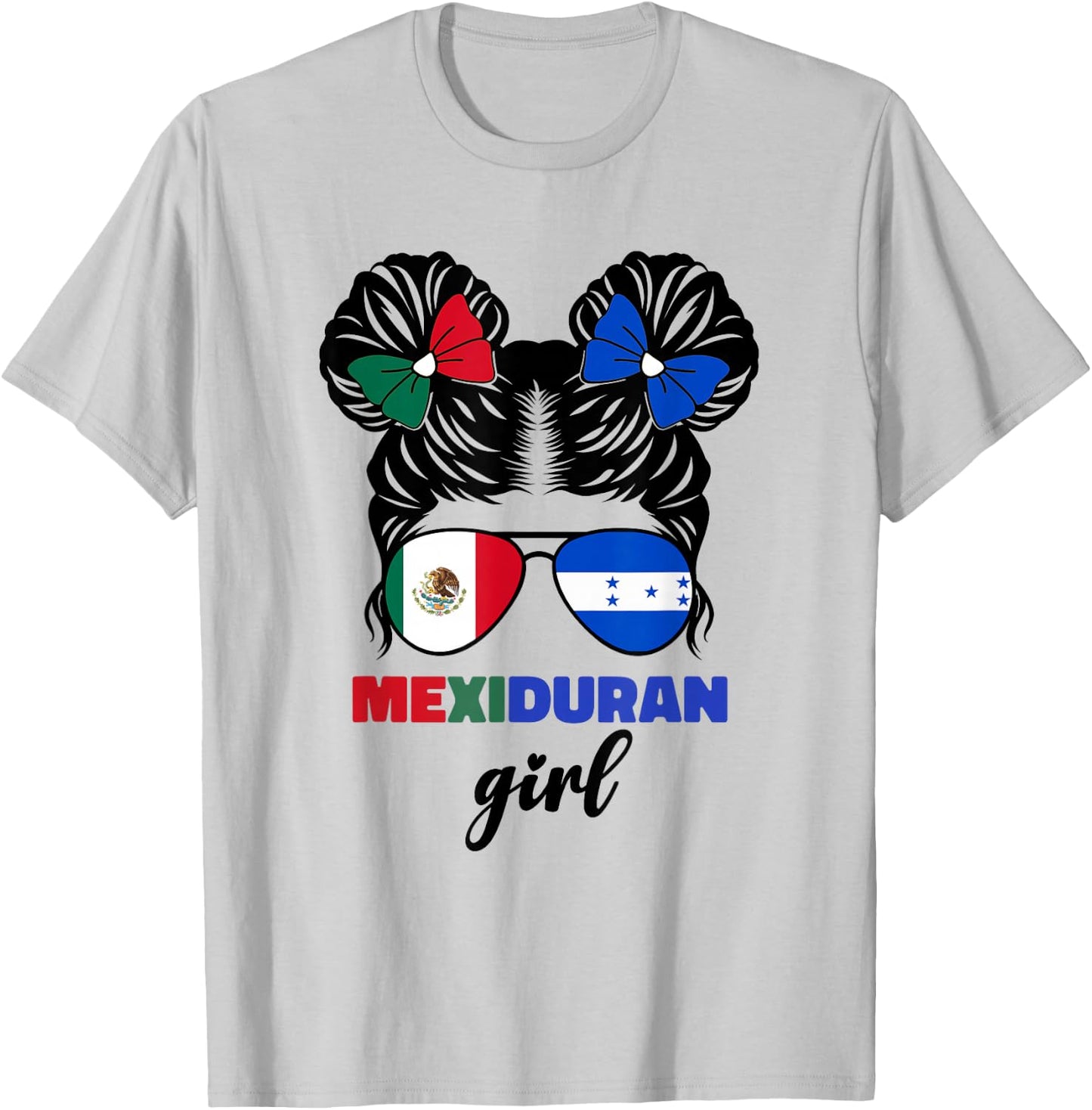 Half Mexican and Honduran Mexico Honduras Flag Girls Kids T-Shirt - T-Shirt | Ash