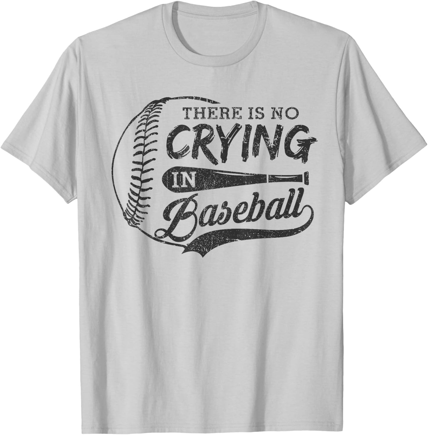 Vintage There Is No Crying In Baseball Sports Funny Baseball T-Shirt - T-Shirt | Ash