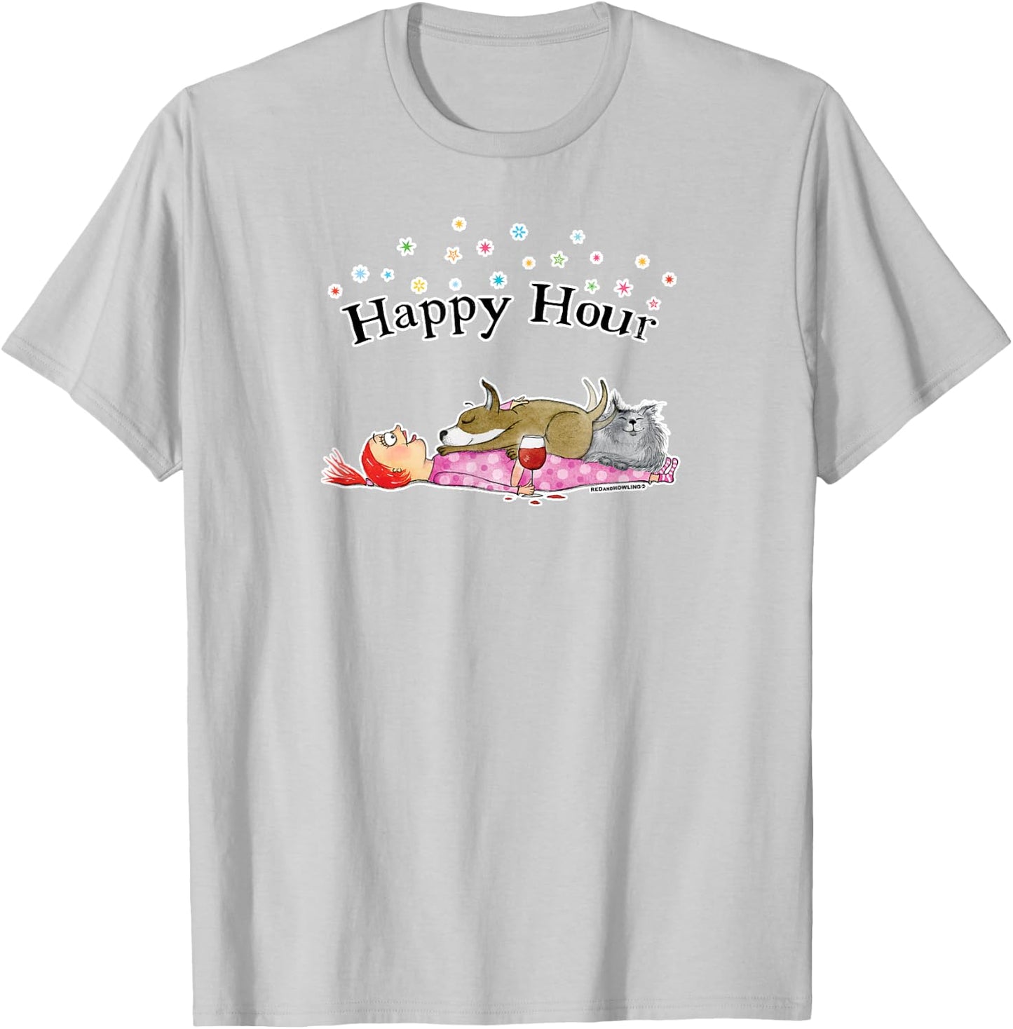Red and Howling Happy Hour T-Shirt - T-Shirt | Ash