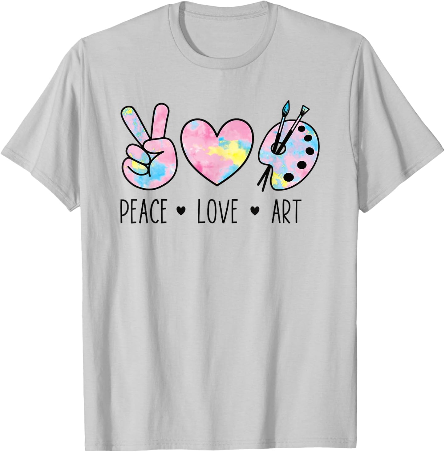 Peace Love Art Shirt Pastel Rainbow Tie Dye Artist Hippie T-Shirt - T-Shirt | Ash