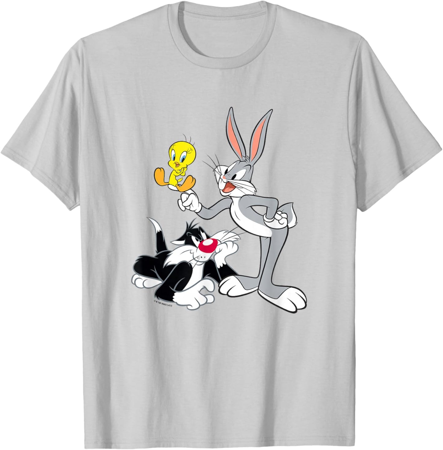 Looney Tunes Sylvester Tweety & Bugs Hanging Out T-Shirt - T-Shirt | Ash