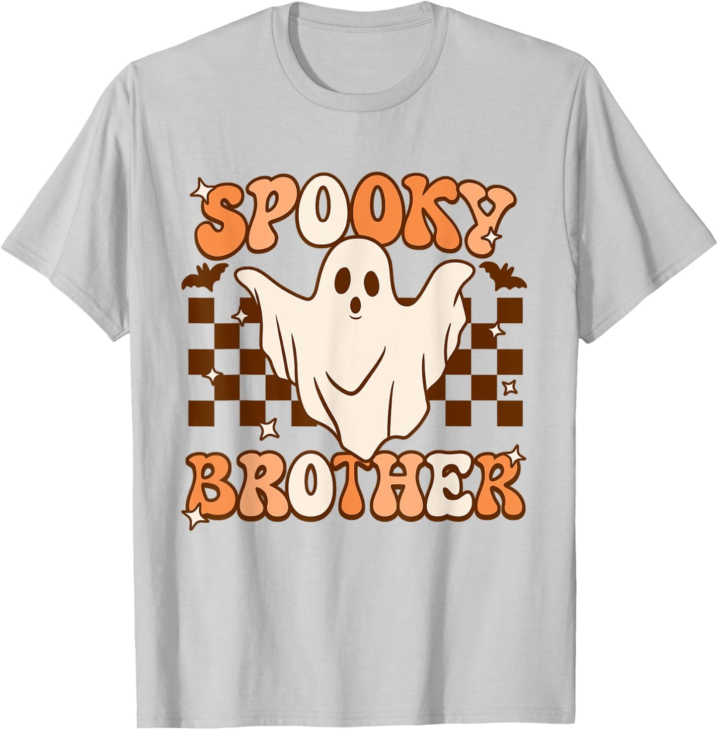 Retro Groovy Ghost Spooky Brother Costume Matching T-Shirt - T-Shirt | Ash