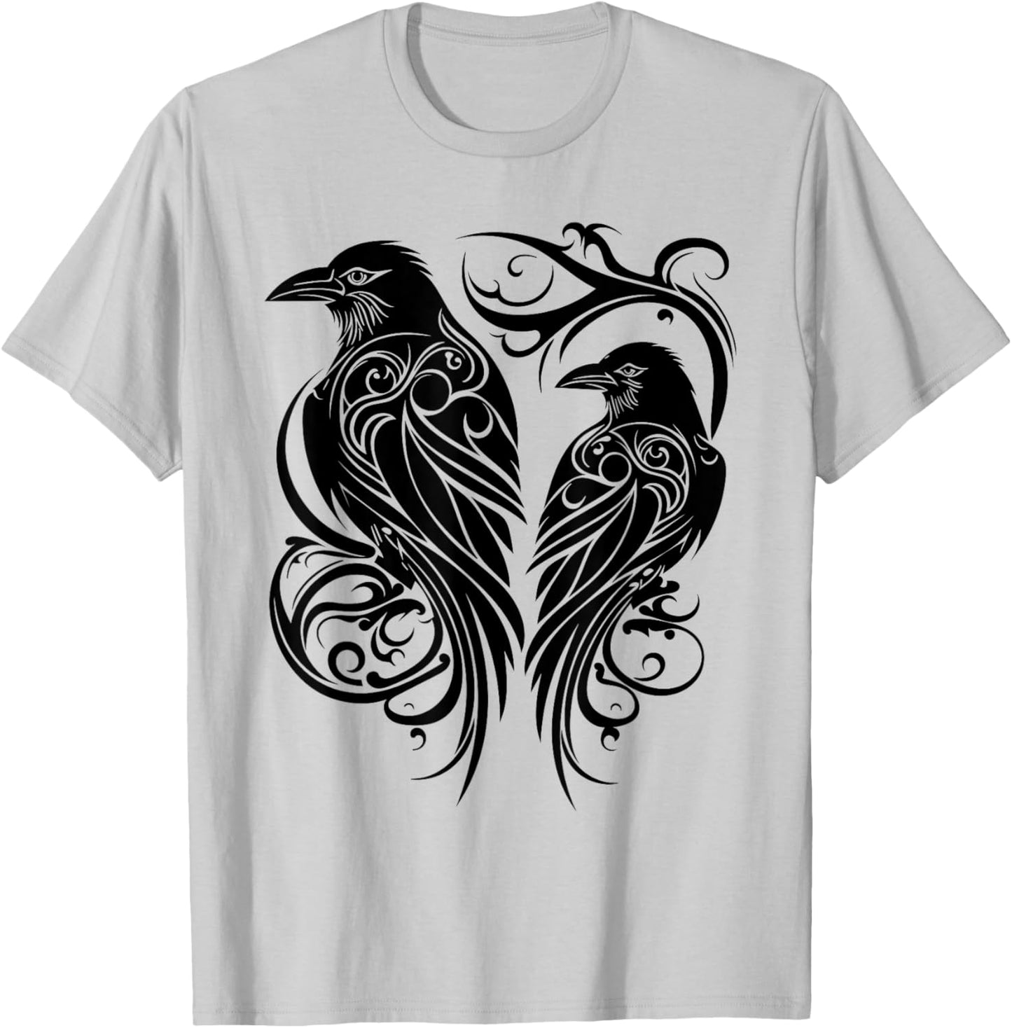 Odins Raven Norse Mythology Viking Birds Celtic Knots Asgard T-Shirt - T-Shirt | Ash