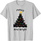 Merry Christmas Tree Funny Cats Holiday | Meowy And Bright T-Shirt - T-Shirt | Ash