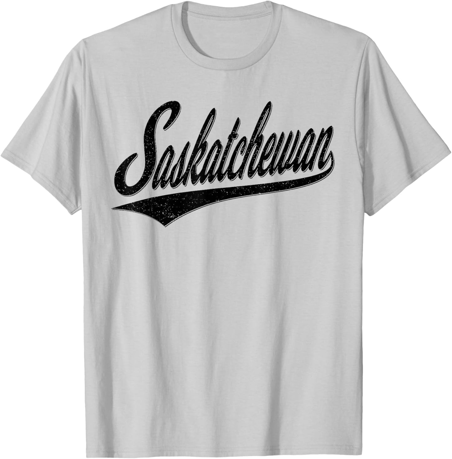 Saskatchewan Varsity Script Retro Vintage Sports Style T-Shirt - T-Shirt | Ash