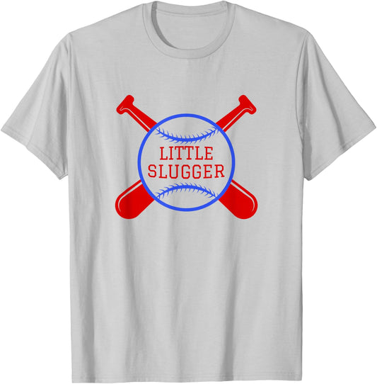 Little Slugger Baseball Lover Gift Fans and Players T-Shirt - T-Shirt | Ash