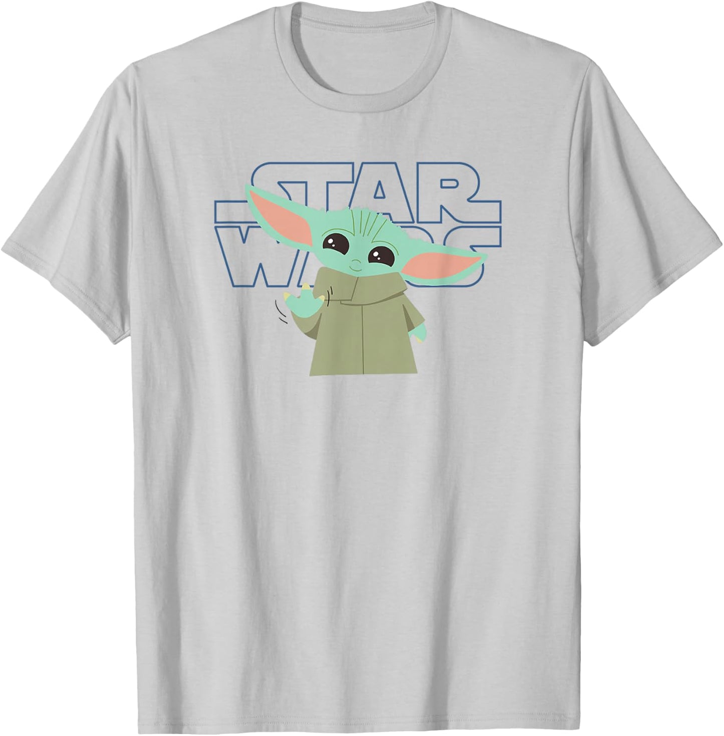 Star Wars: The Mandalorian Grogu Friendly Wave Logo T-Shirt - T-Shirt | Ash