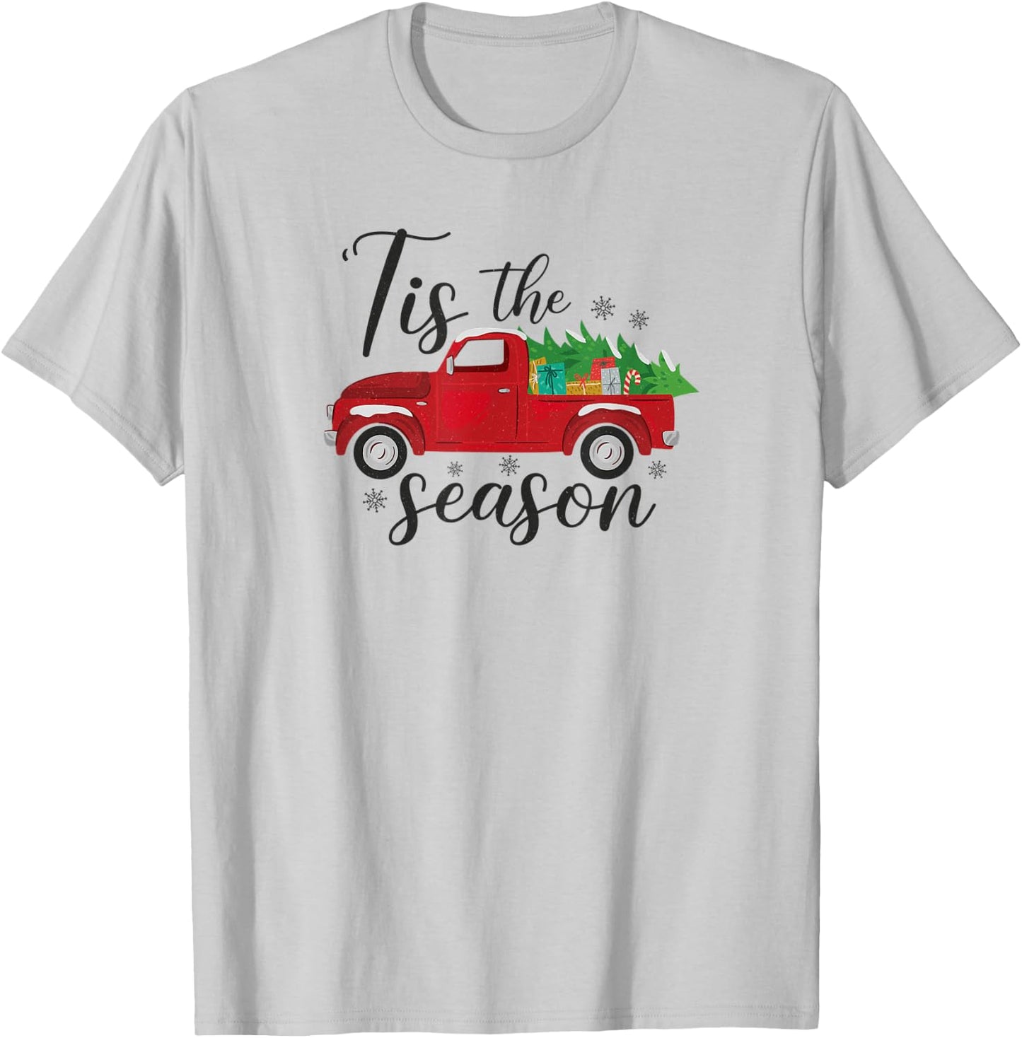 Tis The Season, Holiday Nostalgia Red Truck T-Shirt - T-Shirt | Ash