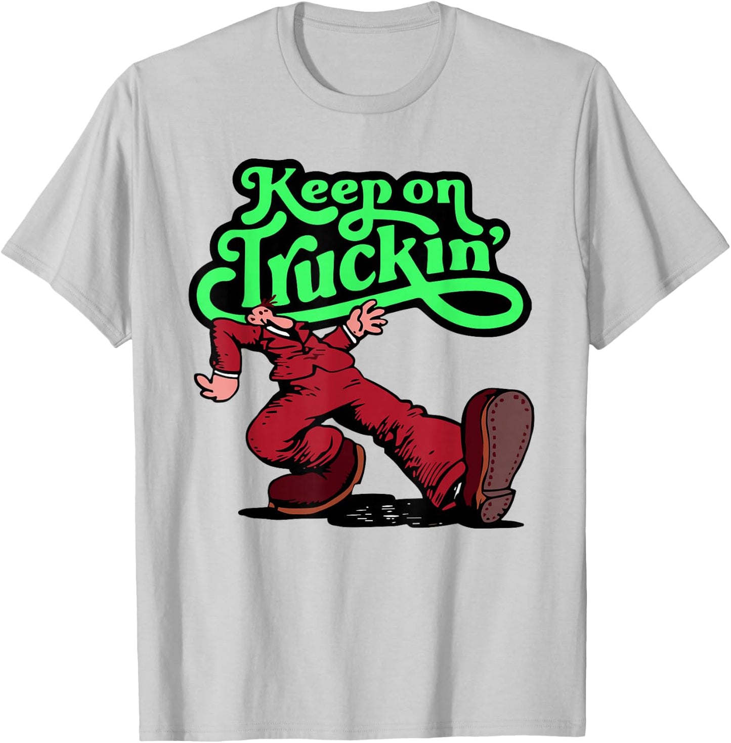 Keep on Trucking -Adults Grey Cartoon Small T-Shirt - T-Shirt | Ash