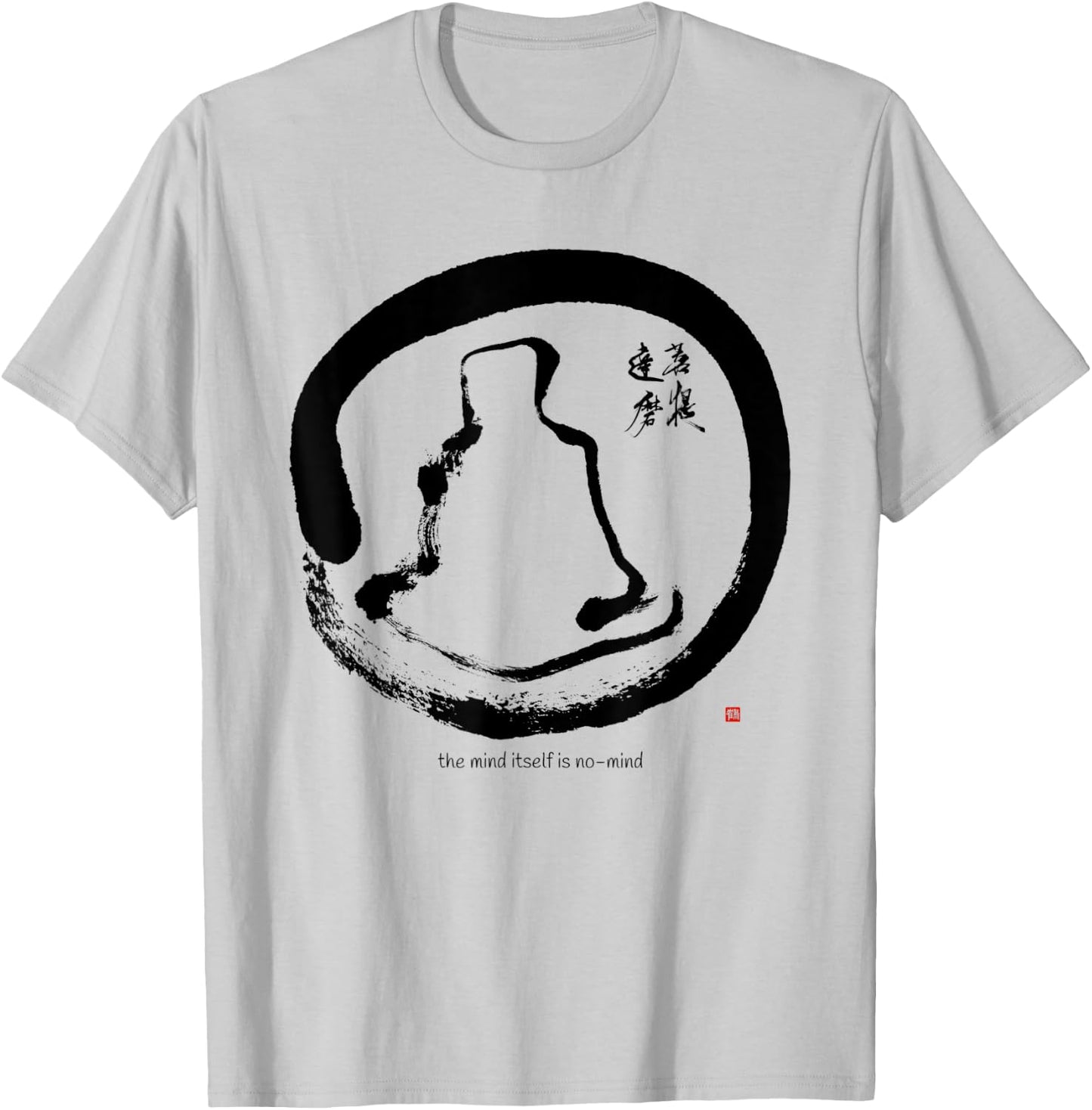 Bodhidharma Daruma Zen Koan Original Enso Calligraphy T-Shirt - T-Shirt | Ash