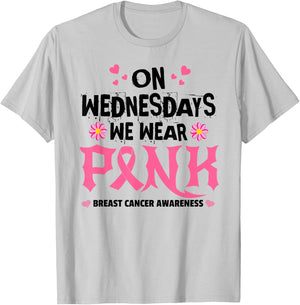 We Wear Pink - Pink Ribbon Breast Cancer Survivor Support T-Shirt - T-Shirt | Ash