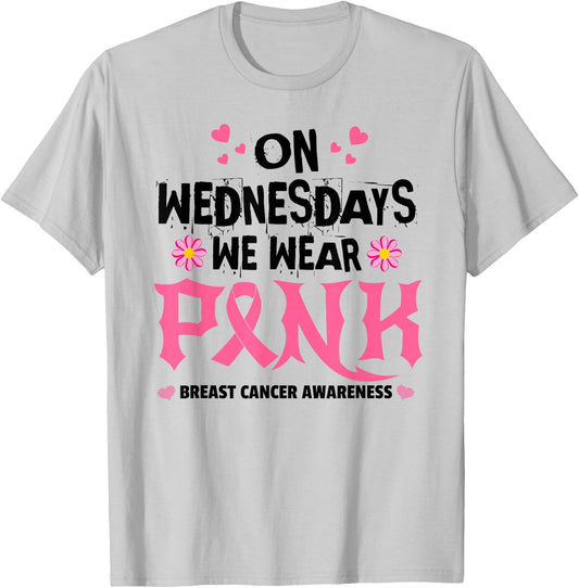 We Wear Pink - Pink Ribbon Breast Cancer Survivor Support T-Shirt - T-Shirt | Ash