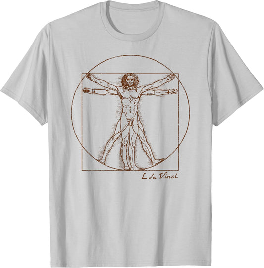 Vintage Vitruvian Man Leonardo da Vinci Art Souvenir T-Shirt - T-Shirt | Ash