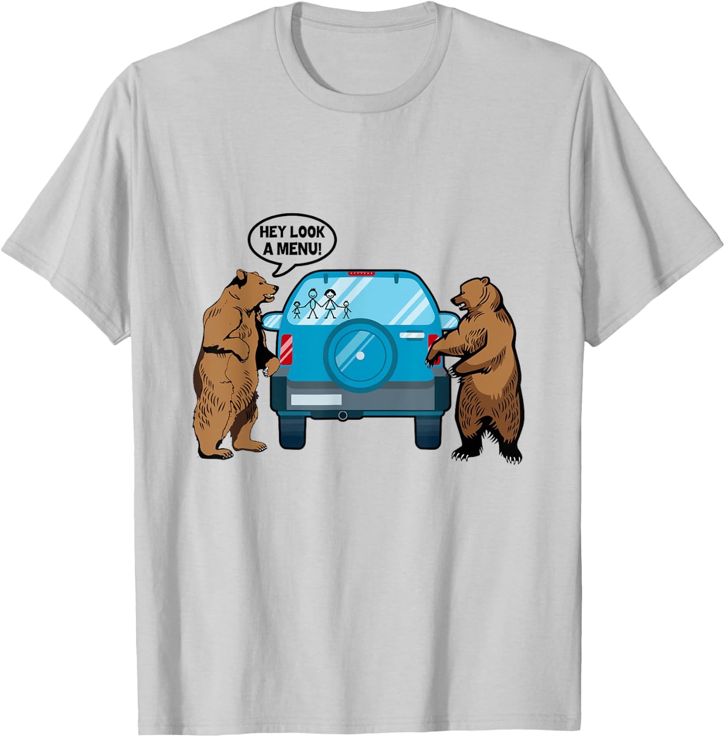 Hey Look A Menu Funny Camping Camper Hiking Bear Outdoor T-Shirt - T-Shirt | Ash