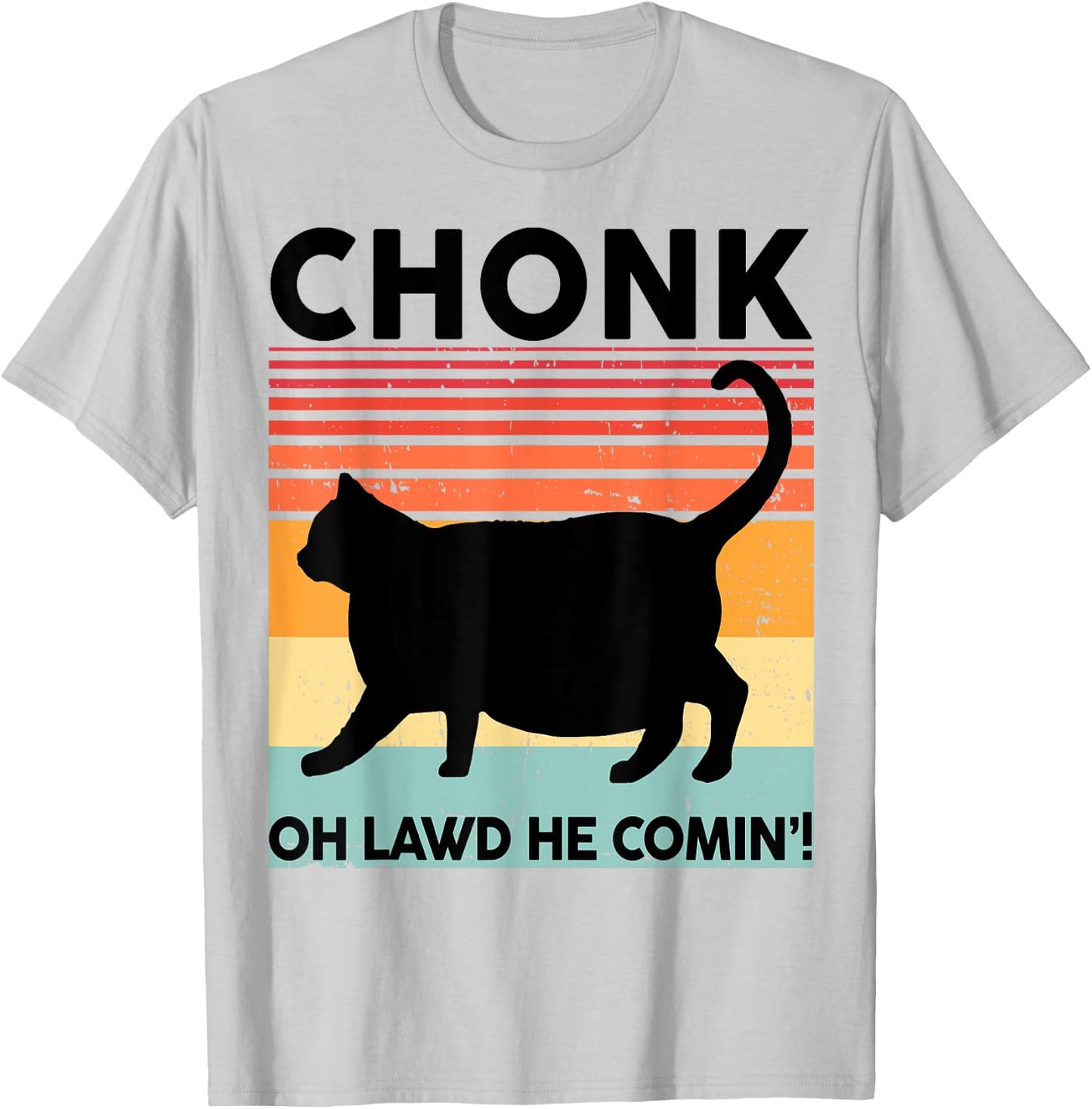 Black Cat-Shirt Chonk Cat Funny Cat Meme Momma Dad Vintage T-Shirt - T-Shirt | Ash